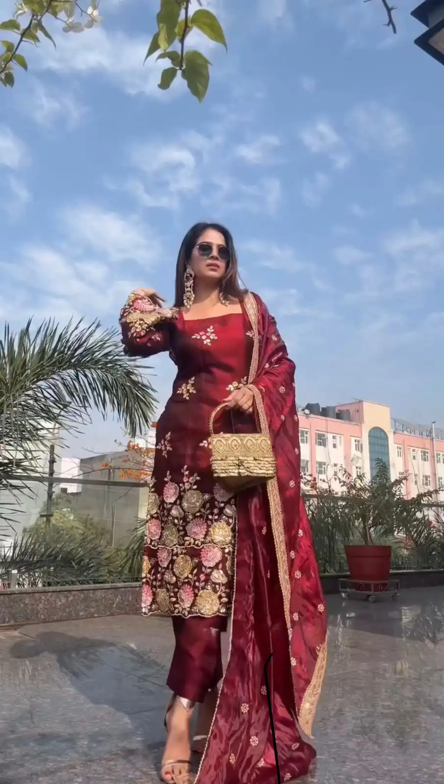 NSR 881 Maroon Organza Poly Silk Salwar Suit with Embroidery Work & Lace Work. Introductory Price ₹209. Delivery 4-6 Working Days. Shop now. | Jump Suits, Salwar suit, Casual Suits, Creative suits, Designer Suits, Palazzo Suits, Party Wear Suits, Patiala Suits, Straight Suits