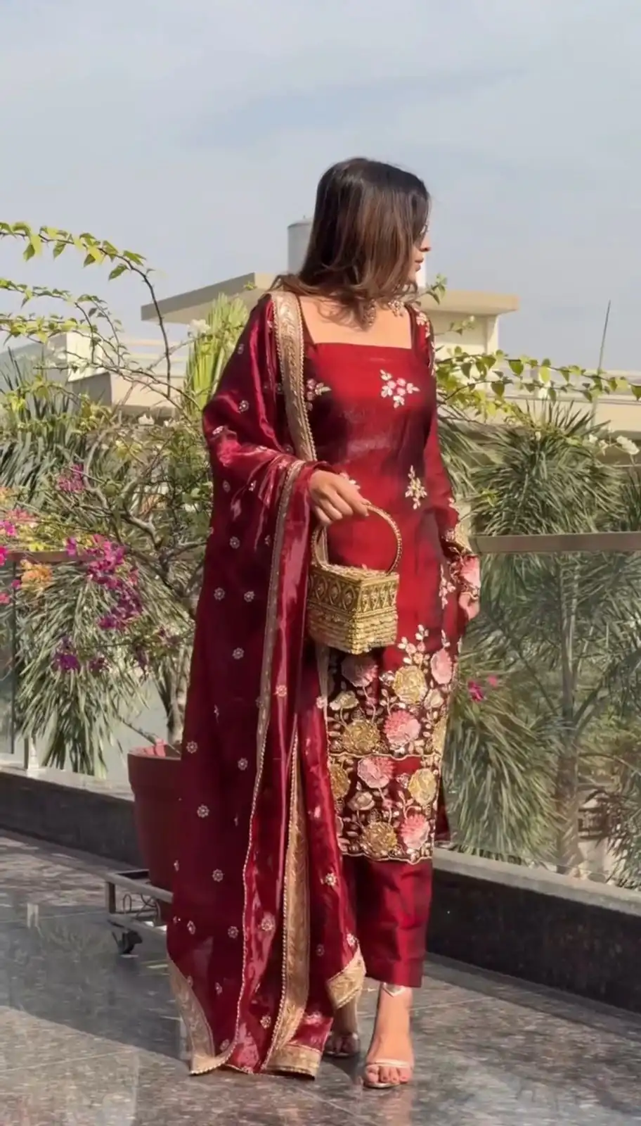 NSR 881 Maroon Organza Poly Silk Salwar Suit with Embroidery Work & Lace Work. Introductory Price ₹209. Delivery 4-6 Working Days. Shop now. | Jump Suits, Salwar suit, Casual Suits, Creative suits, Designer Suits, Palazzo Suits, Party Wear Suits, Patiala Suits, Straight Suits