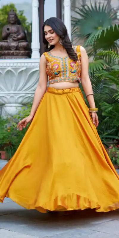Ram 142 Mustered Vichitra Lehenga Choli with Embroidery Work & Thread Embroidery. Introductory Price ₹2549. Delivery 4-6 Working Days. Shop now. | Lehenga, Bollywood Lehenga, Creative Lehenga, Designer Lehenga, Embroidered Lehenga, Party Wear Lehenga