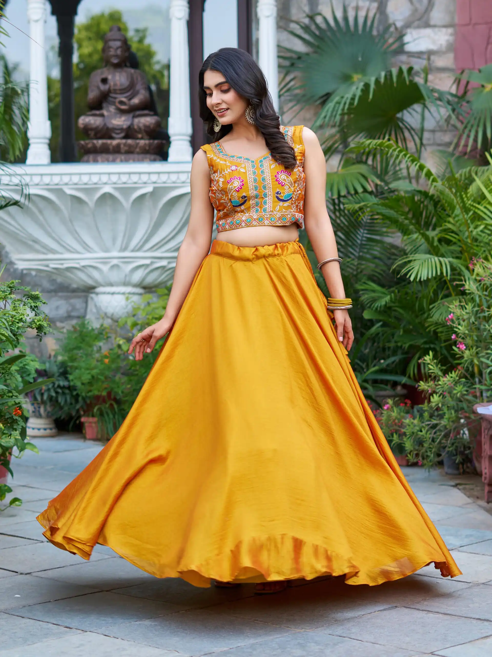 Ram 142 Mustered Vichitra Lehenga Choli with Embroidery Work & Thread Embroidery. Introductory Price ₹2549. Delivery 4-6 Working Days. Shop now. | Lehenga, Bollywood Lehenga, Creative Lehenga, Designer Lehenga, Embroidered Lehenga, Party Wear Lehenga