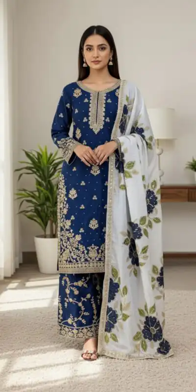 SRK 5315 Navy Blue Organza SILK Salwar Suit Perfect for Wedding, Party, Lohri, Ethnic Day, Eid – . Affordable Price ₹2499. Delivery 4-6 Working Days. | Jump Suits, Tops & Bottoms, Track Suits, Salwar suit, Casual Suits, Creative suits, Designer Suits, Palazzo Suits, Party Wear Suits, Patiala Suits, Straight Suits, Trendy Wear