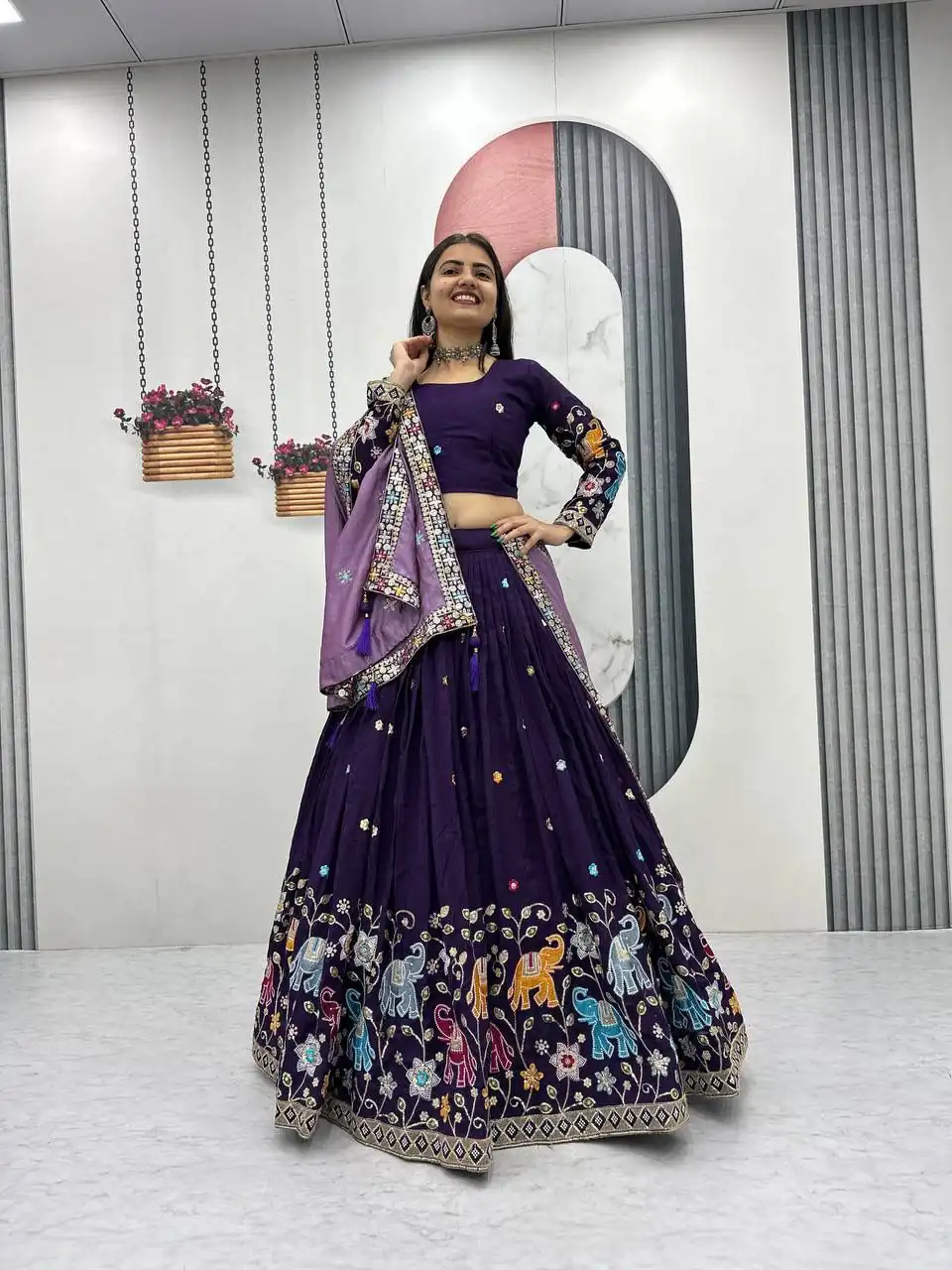 PC 545 Purple Vichitra Silk Lehenga Choli with Lace Border & Lace Work. Special Price ₹3249. Delivery 4-6 Working Days. Shop now. | Lehenga, Bollywood Lehenga, Creative Lehenga, Designer Lehenga, Embroidered Lehenga, Party Wear Lehenga