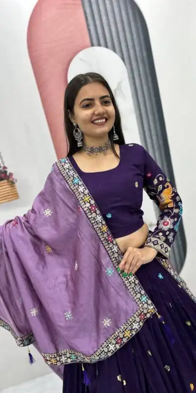 PC 545 Purple Vichitra Silk Lehenga Choli with Lace Border & Lace Work. Special Price ₹3249. Delivery 4-6 Working Days. Shop now. | Lehenga, Bollywood Lehenga, Creative Lehenga, Designer Lehenga, Embroidered Lehenga, Party Wear Lehenga