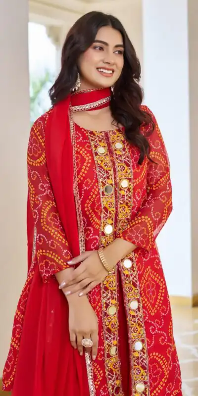 Ram 148 Red in Georgette Badhani print Embroidery Work & Mirror Work Salwar Suit . Exclusive Offer ₹2149. Delivery 4-6 Working Days. Shop now. | Jump Suits, Tops & Bottoms, Track Suits, Salwar suit, Casual Suits, Creative suits, Designer Suits, Palazzo Suits, Party Wear Suits, Patiala Suits, Straight Suits, Trendy Wear